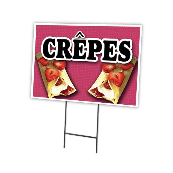 Crepes Yard Sign & Stake outdoor plastic coroplast window, C-1216-DS-Crepes